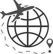 Vector illustration of an airplane flying around the earth to its destination.