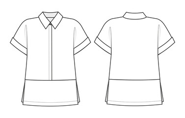 Wall Mural - Fashion technical drawing of oversized shirt