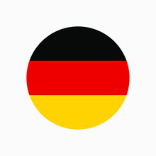 Round German Flag Vector Icon Isolated On White Background. The Flag Of Germany In A Circle.