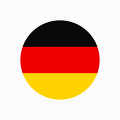 Wall Mural - Round german flag vector icon isolated on white background. The flag of Germany in a circle.