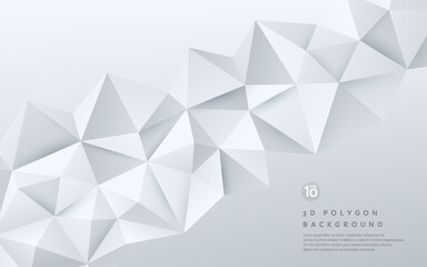 Wall Mural - Abstract 3D gradient white and silver geometric polygonal pattern on white background with copy space. You can use for cover, poster, banner web, flyer, Landing page, Print ad. Vector EPS10