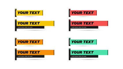 Vector video headline title or television news bar design template isolated on white background. Graphic set of Broadcast News Lower Thirds Banner for Television, Video and Media Channel