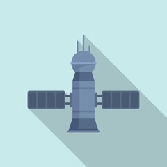 Poster - Earth space station icon flat vector. Spacecraft ship