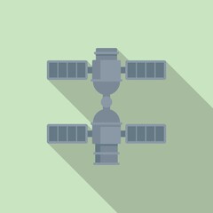 Poster - Science space station icon flat vector. Mars exploration