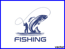  Fishing Logo With Fish Illustration. Premium Vector  