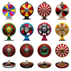 Wall Mural - Roulette icons set cartoon vector. Fortune wheel