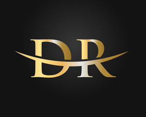 Wall Mural - Initial Gold DR letter logo design. DR logo design vector template