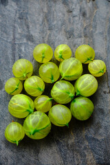 Grapes on grey slate background