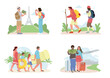 © Rudzhan - Four scenes of diverse tourists on vacation