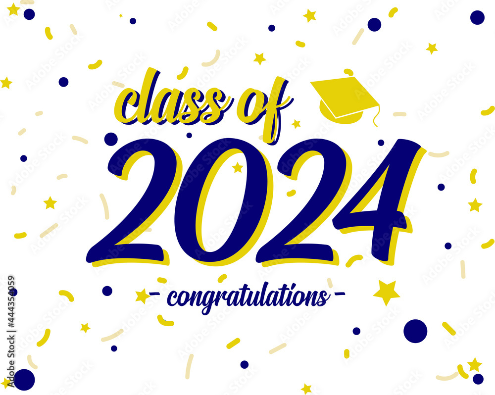 class of 2024 in blue and yellow Stock Vector | Adobe Stock