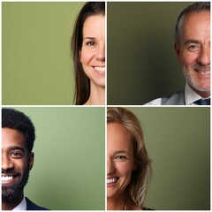 Wall Mural - Group of beautiful people in front of a background