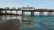 Wide View Of The Eastbourne Pier In Eastbourne, East Sussex, England, A Fashionable Tourist Seaside Resort, East Of Beachy Head