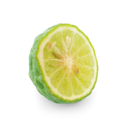 Wall Mural - Fresh bergamot sliced isolated on white background . Clipping path