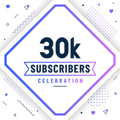 Thank you 30K subscribers, 30000 subscribers celebration modern colorful design.