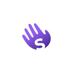 Sticker - s letter hand palm hello logo vector icon illustration