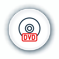 Sticker - Line CD or DVD disk icon isolated on white background. Compact disc sign. Colorful outline concept. Vector