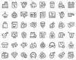 New price icons set outline vector. Sale discount. Fire new deal
