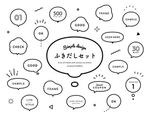 Wall Mural - シンプルなふきだしのセット　イラスト　吹き出し　素材　デザイン　フレーム　あしらい　飾り罫　枠
