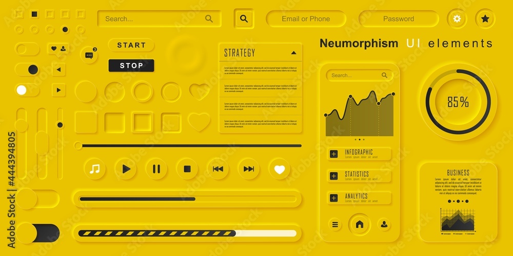 User interface elements for mobile app. Neumorphism User interface ...