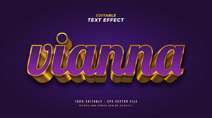 Wall Mural - luxury violet and gold text style with 3d embossed effect. editable text style effect