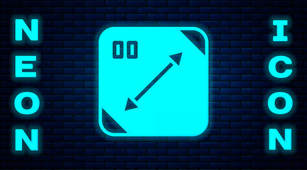 Wall Mural - Glowing neon Diagonal measuring icon isolated on brick wall background. Vector