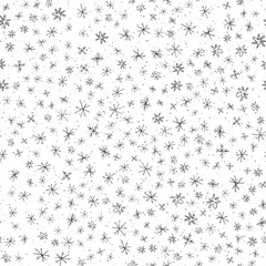 Wall Mural - Hand Drawn grey Snowflakes Christmas Seamless Patt