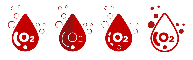Blood oxygen saturation icons set. Modern flat design. Oximeter.