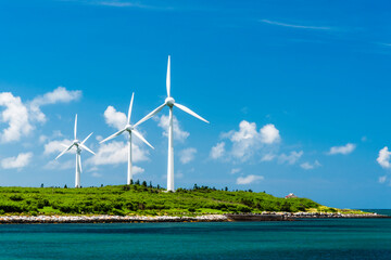 Wall Mural - The wind power plant, energy systems, renewable energy on the coast of Penghu, Taiwan.