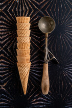 Ice Cream Scoop With Ice Cream Cones 