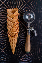 Ice Cream Scoop With Ice Cream Cones 