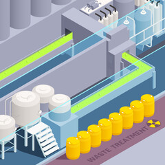 Canvas Print - Toxic Waste Nuclear Chemical Pollution Biohazard Colored Isometric Composition