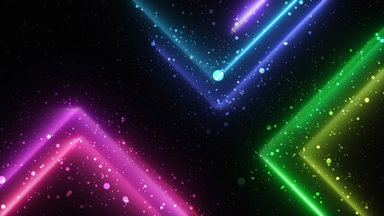Wall Mural - Blue red and green neon blur path with particles background