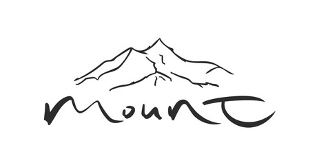 Leinwandbilder - Brush lettering of Mount with Hand drawn Peak of Mountains sketch