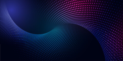 Abstract banner with cyber particles design