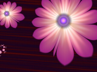 Purple fractal illustration as  background with flower. Creative element for design. Fractal flower rendered by math algorithm. Digital artwork for creative graphic design.