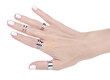 © Kabardins photo - Female hand with silver rings on white background isolation