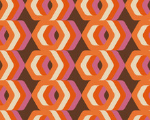 Retro Seamless Pattern From The 50s, 60s, 70s. Seamless Abstract Vintage Background In Sixties Hippie Style. Vector Illustration