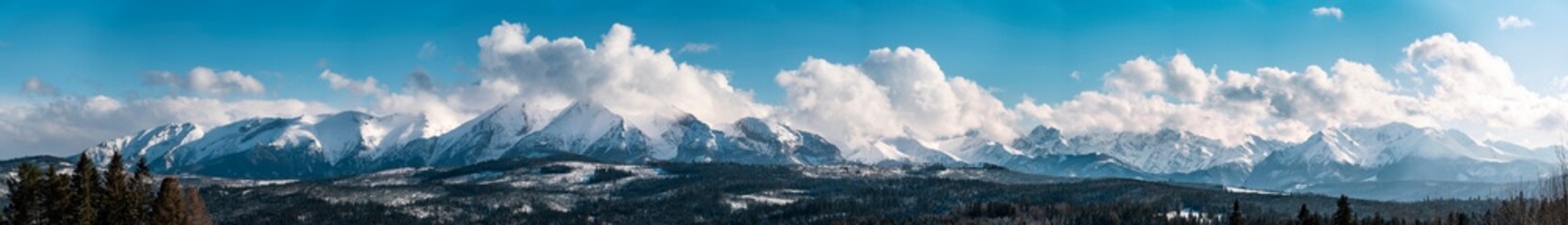 Beautiful landscape with a view of the Tatra Mountains