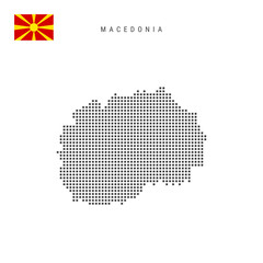 square dots pattern map of macedonia. macedonian dotted pixel map with flag. vector illustration