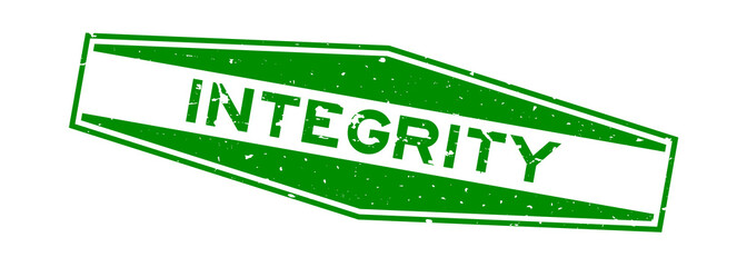 Canvas Print - Grunge green integrity word hexagon rubber seal stamp on white background