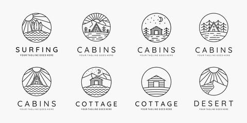 Set of cabin adventure logo symbol vector illustration design