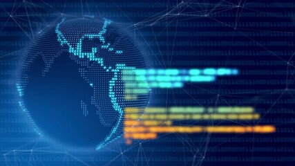 Programming code abstract technology background of software developer and Computer script with rotating earth in background