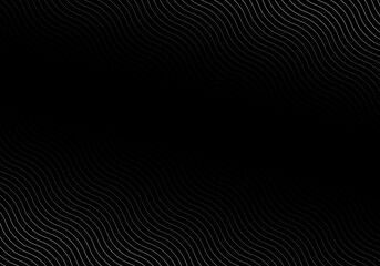 Abstract wave lines white color pattern on black background