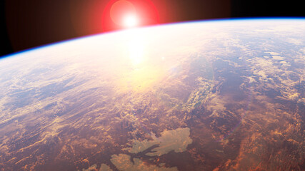 Wall Mural - planet earth with sunrise in the space - europe - elements of this image furnished by nasa