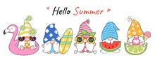 Draw Banner Design Funny Gnome Beach For Summer