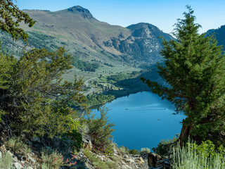 Wall Mural - Aerial view of Silver Lake in the California Eastern Sierra mountains along the June Lake loop.