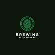 © kingmakerz - Beer label brewery emblem logo, set brewery logo, green brewery label emblem. Design vector illustration