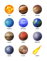 Sticker - Realistic Space Planet Isolated Icon Set