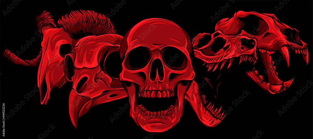 vector illustratio of animal skull art design - obrazy, fototapety, plakaty 