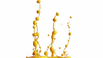 Wall Mural - Slow Motion shot of orange juice splash isolated on white background with alpha channel. 3d 4K